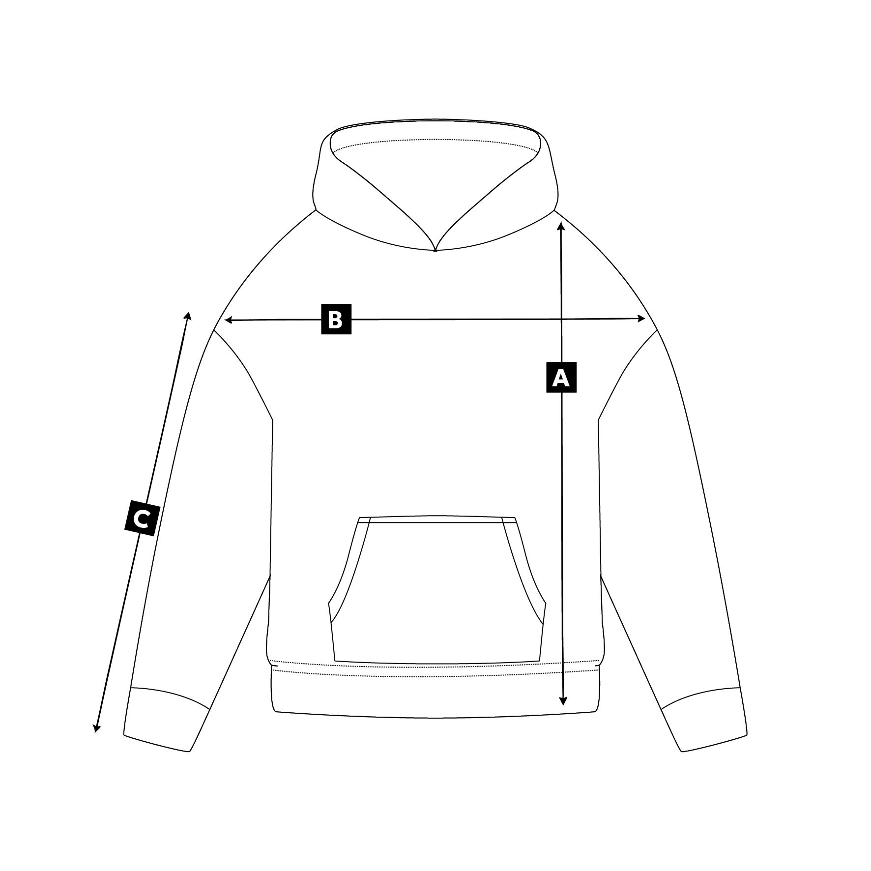 size chart premium vintage hoodie