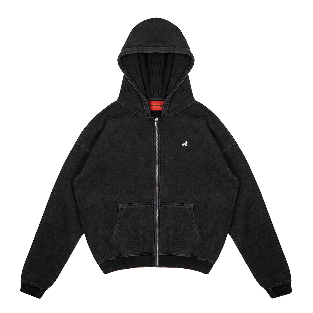 Vintage Ape ZIP Hoodie - Black