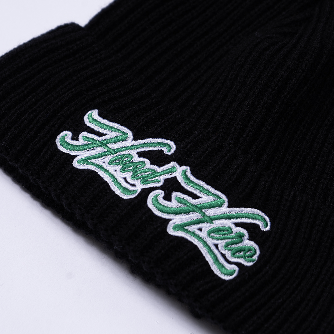 Zimná čiapka Embroidery - Black/Green
