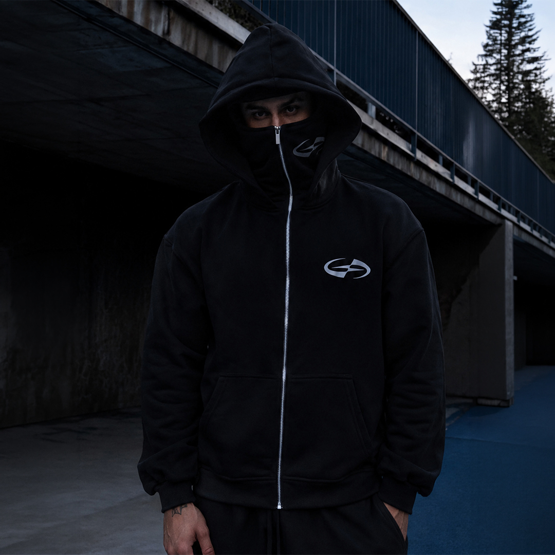 Double Hood Hoodie - Black