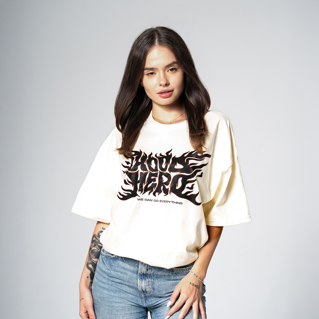 T-shirt Flames - Cream