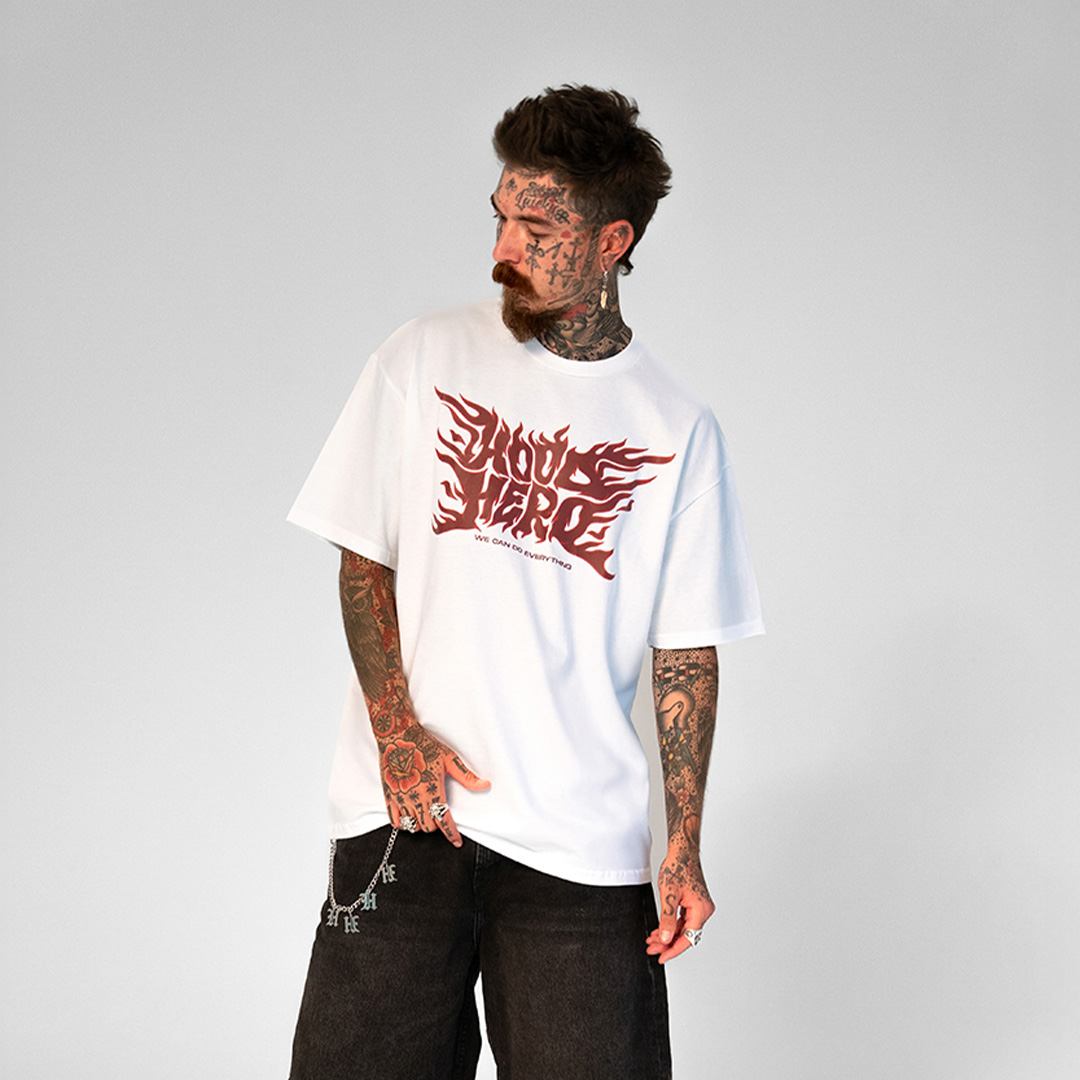 T-shirt Flames - White