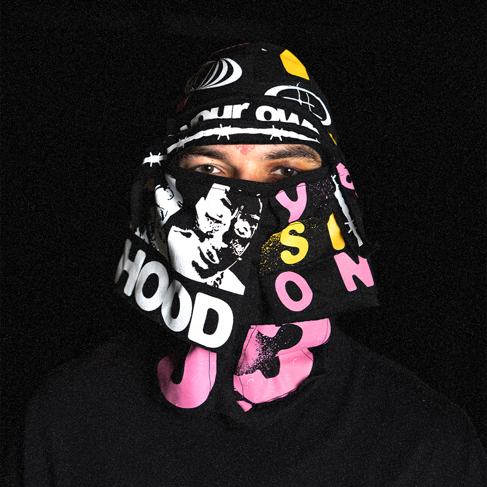 No-Face Recycled Mask - Black/Pink