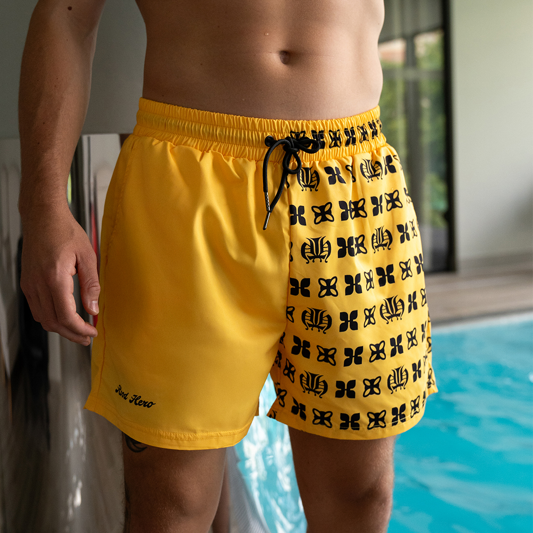 Men’s Swim Shorts - Yellow Black